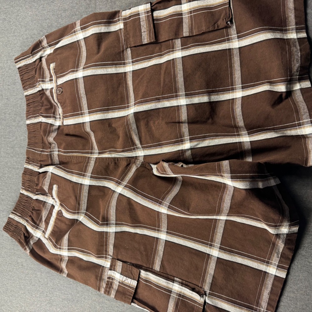 Shaka Wear Mens 3XL Brown Plaid Cargo Shorts Elastic Waist Streetwear Casual - Picture 10 of 11